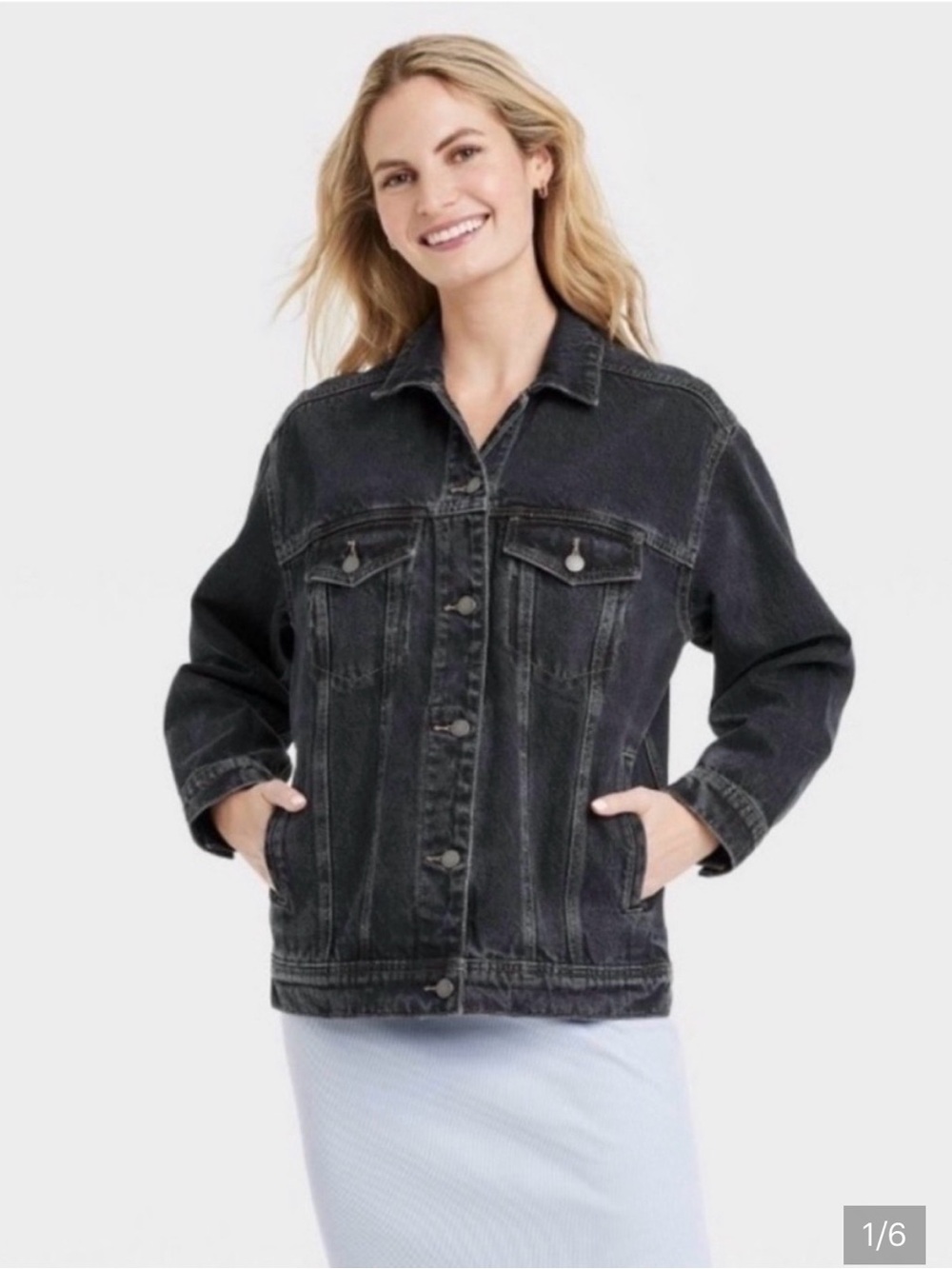Wild Fable Washed Dark Gray Denim Jacket
